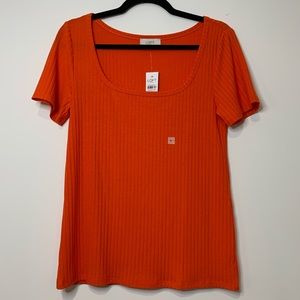 NWT Orange LOFT Outlet Ribbed T-shirt Blouse